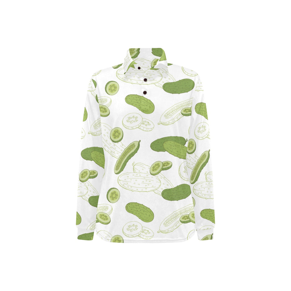 Cucumber sketch pattern Women's Long Sleeve Polo Shirt