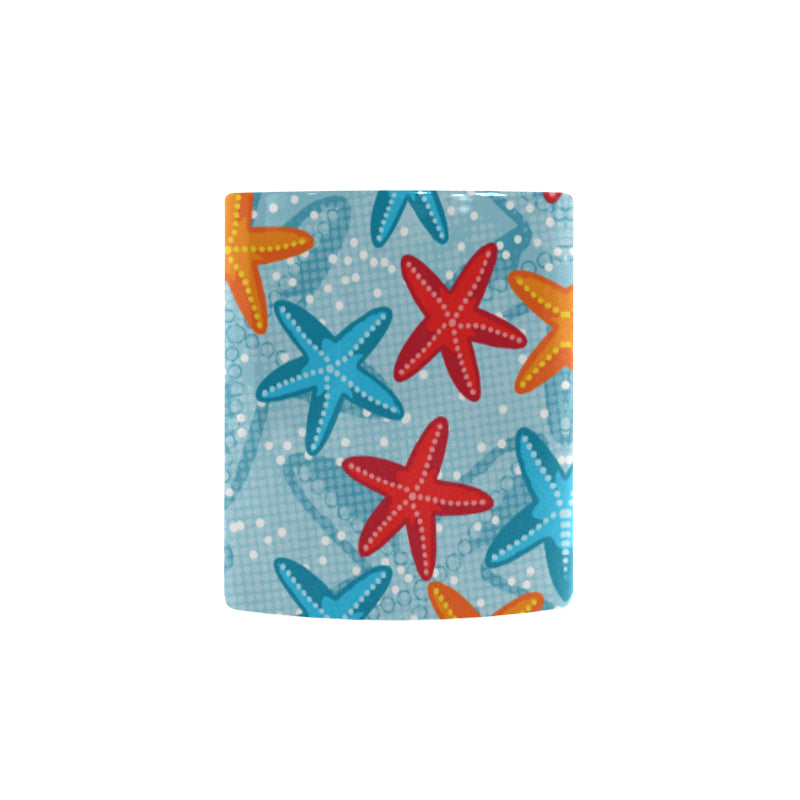 Blue red orange starfish pattern Morphing Mug Heat Changing Mug