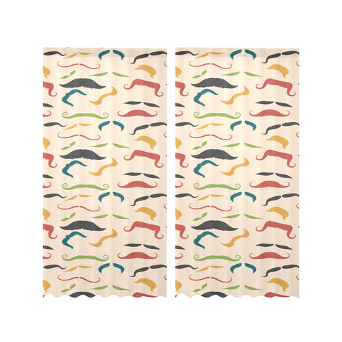 Mustache Beard Pattern Print Design 03 Gauze Curtain