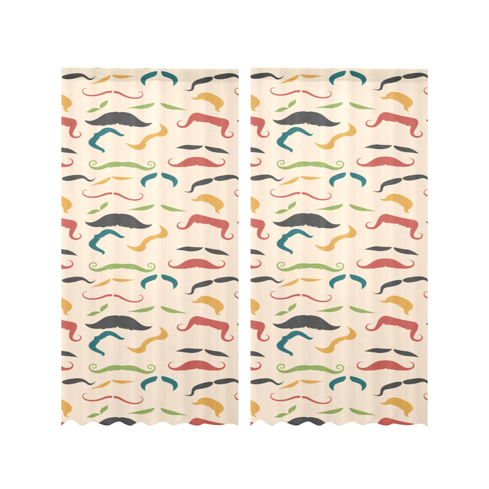 Mustache Beard Pattern Print Design 03 Gauze Curtain
