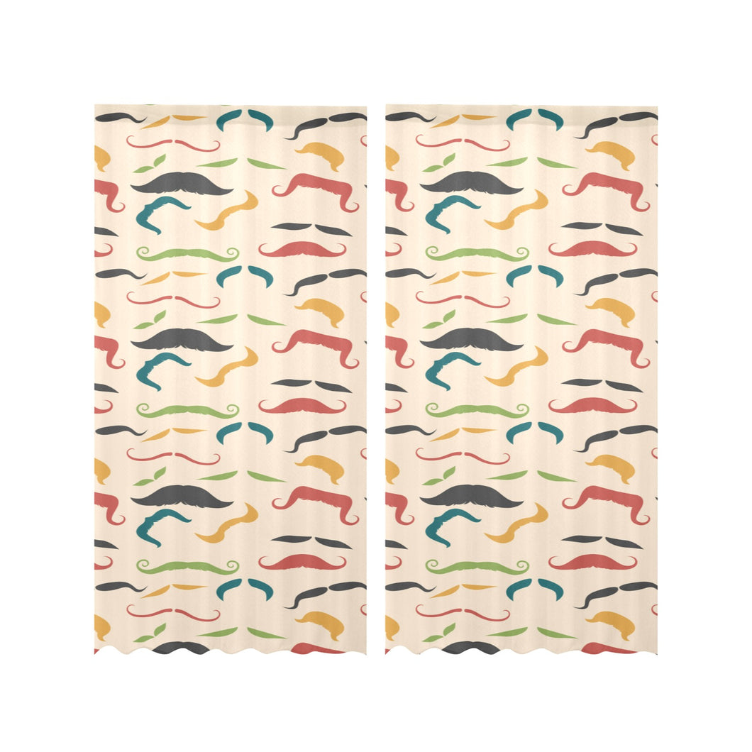 Mustache Beard Pattern Print Design 03 Gauze Curtain