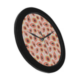 papaya leaves pattern Elegant Black Wall Clock