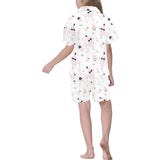 Poodle dog rose cake pattern Kids' Boys' Girls' V-Neck Short Pajama Set