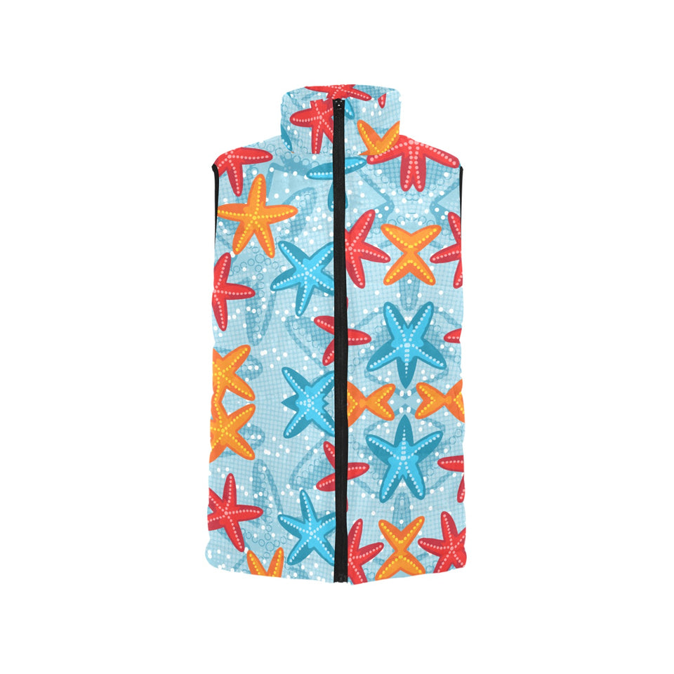 Blue red orange starfish pattern Women's Padded Vest
