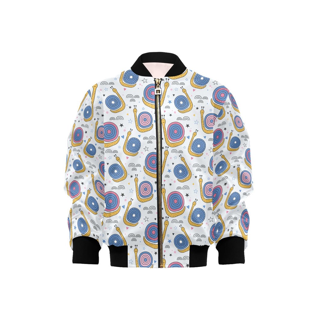 Snail Pattern Print Design 05 Kids' Boys' Girls' Bomber Jacket