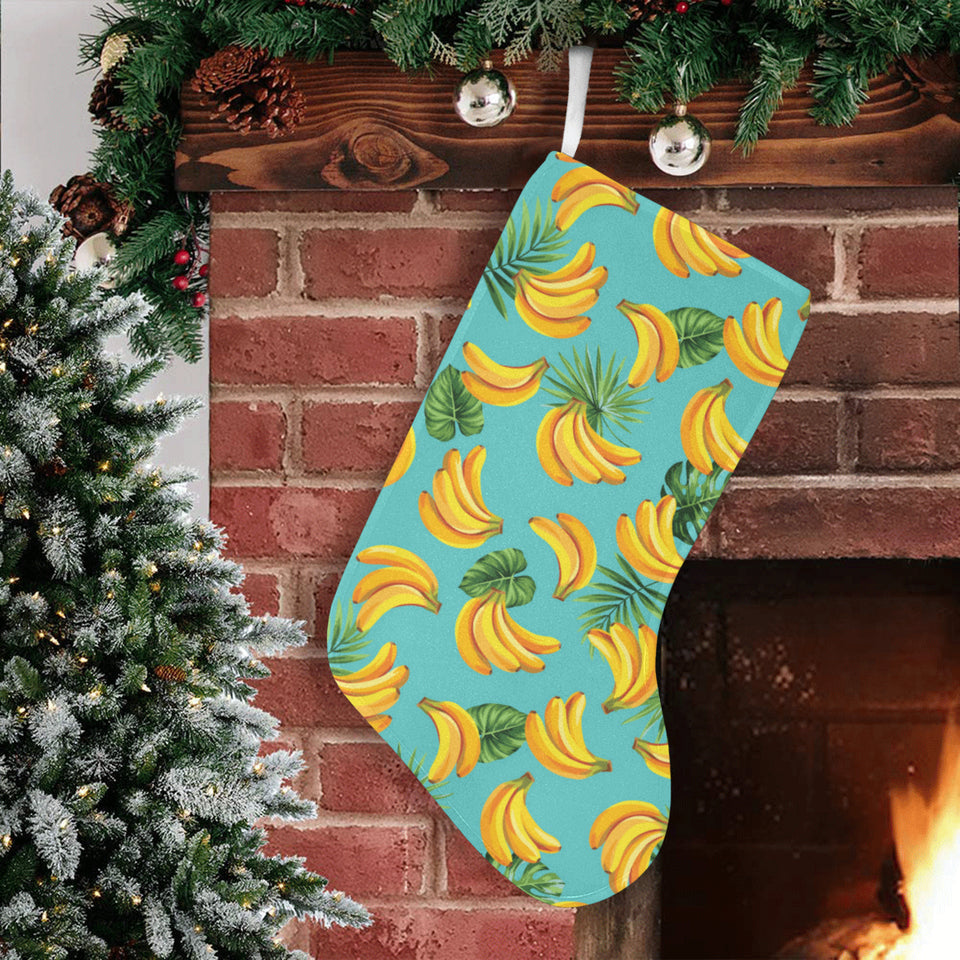 Banana Palm Leaves pattern background Christmas Stocking