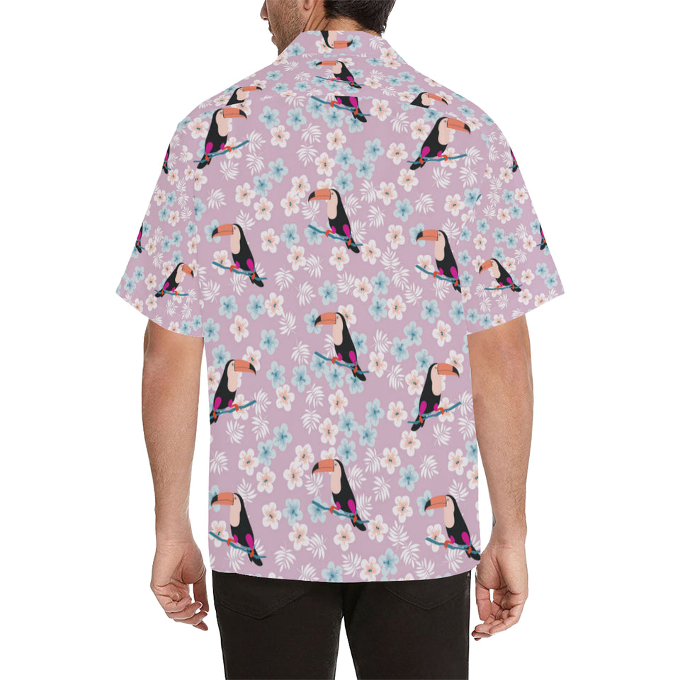Beautiful toucan flower leaves Men's All Over Print Hawaiian Shirt
