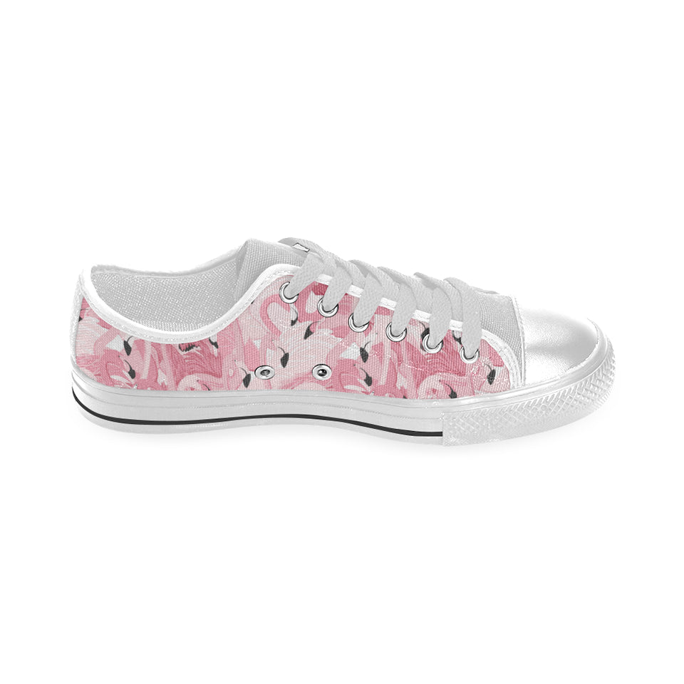 Pink flamingos pattern background Men's Low Top Shoes White