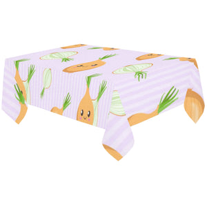 cute onions smiling faces purple background Tablecloth