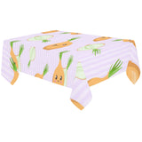 cute onions smiling faces purple background Tablecloth