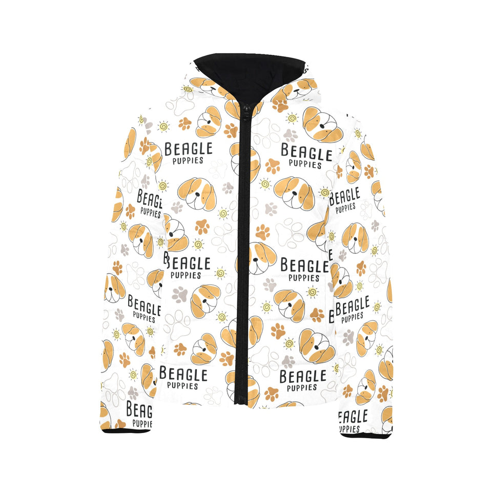Cute beagle dog pattern background Kids' Boys' Girls' Padded Hooded Jacket