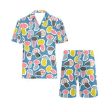 Colorful mushroom design pattern Men's V-Neck Short Pajama Set