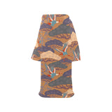 Bonsai bamboo stork japanese pattern brown theme Blanket Robe with Sleeves