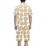 Bread Toast Pattern Print Design 03 Men's V-Neck Short Pajama Set