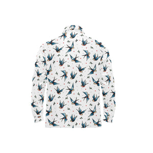 Swallow Pattern Print Design 04 Men's Long Sleeve Polo Shirt