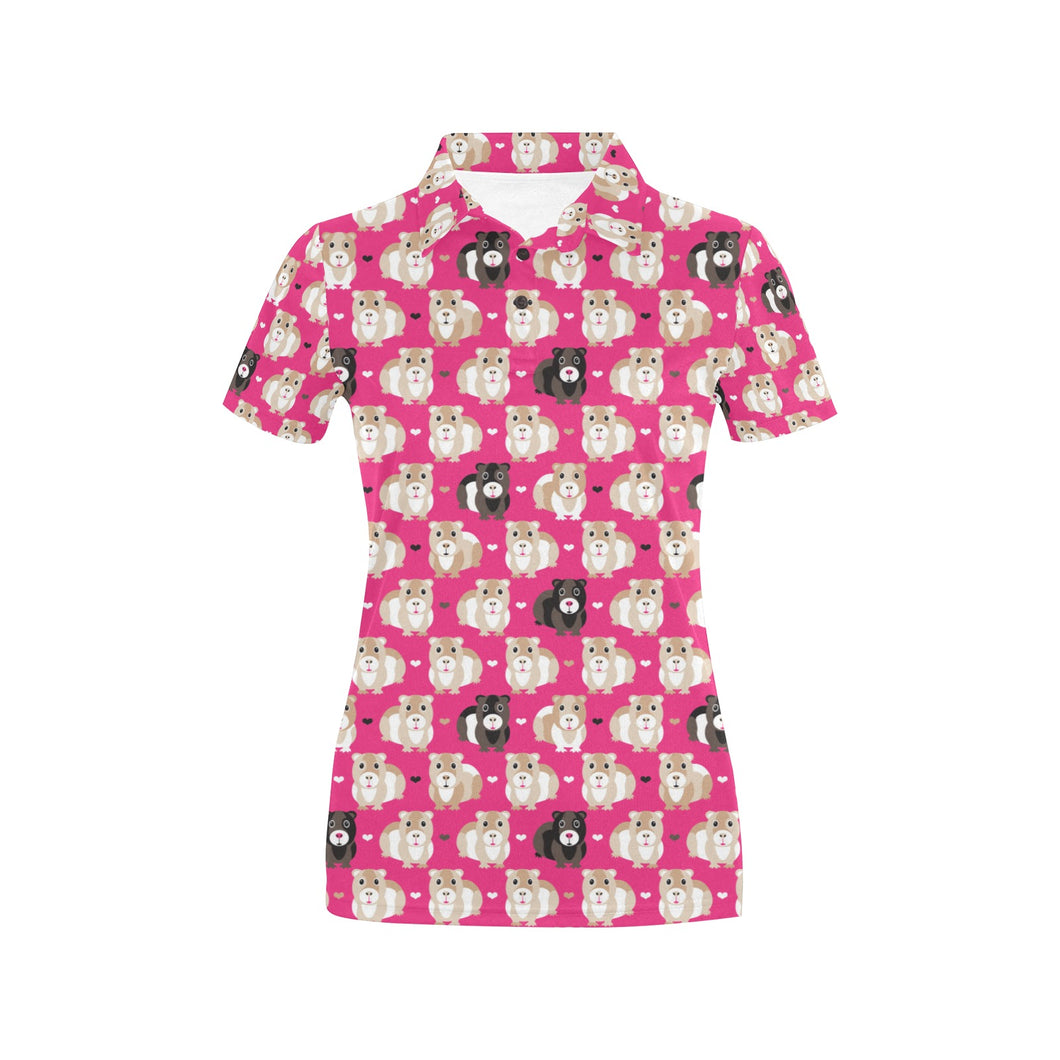 Guinea Pig Pattern Print Design 01 Women's All Over Print Polo Shirt