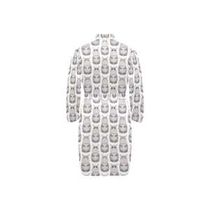 Hippopotamus Pattern Print Design 05 Men's Long Sleeve Belted Night Robe