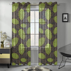 Hop pattern black background Gauze Curtain