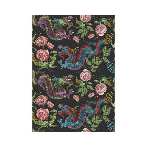 Dragons flower pattern House Flag Garden Flag