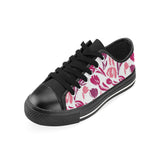 pink sketch tulip pattern Men's Low Top Canvas Shoes Black