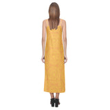 Orange traditional indian element pattern V-Neck Open Fork Long Dress