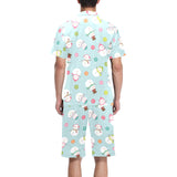 Cute snowman snowflake pattern Men's V-Neck Short Pajama Set