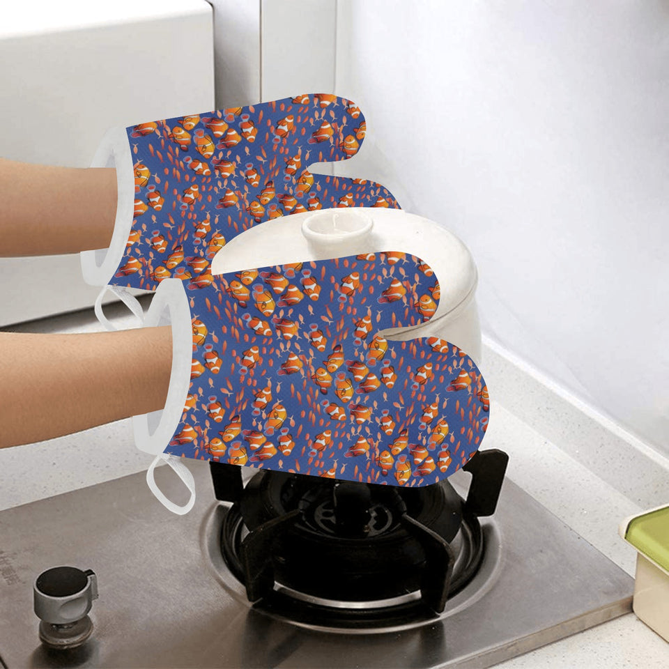 Clown Fish Pattern Print Design 04 Heat Resistant Oven Mitts