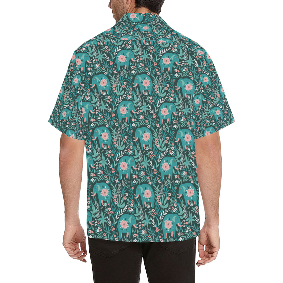 Elephants jungle pattern Men's All Over Print Hawaiian Shirt