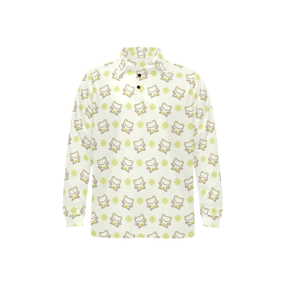 Cute cartoon frog baby pattern Men's Long Sleeve Polo Shirt