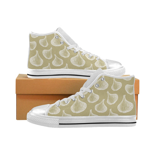 Garlic design pattern Women's High Top Canvas Shoes White