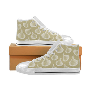 Garlic design pattern Women's High Top Canvas Shoes White