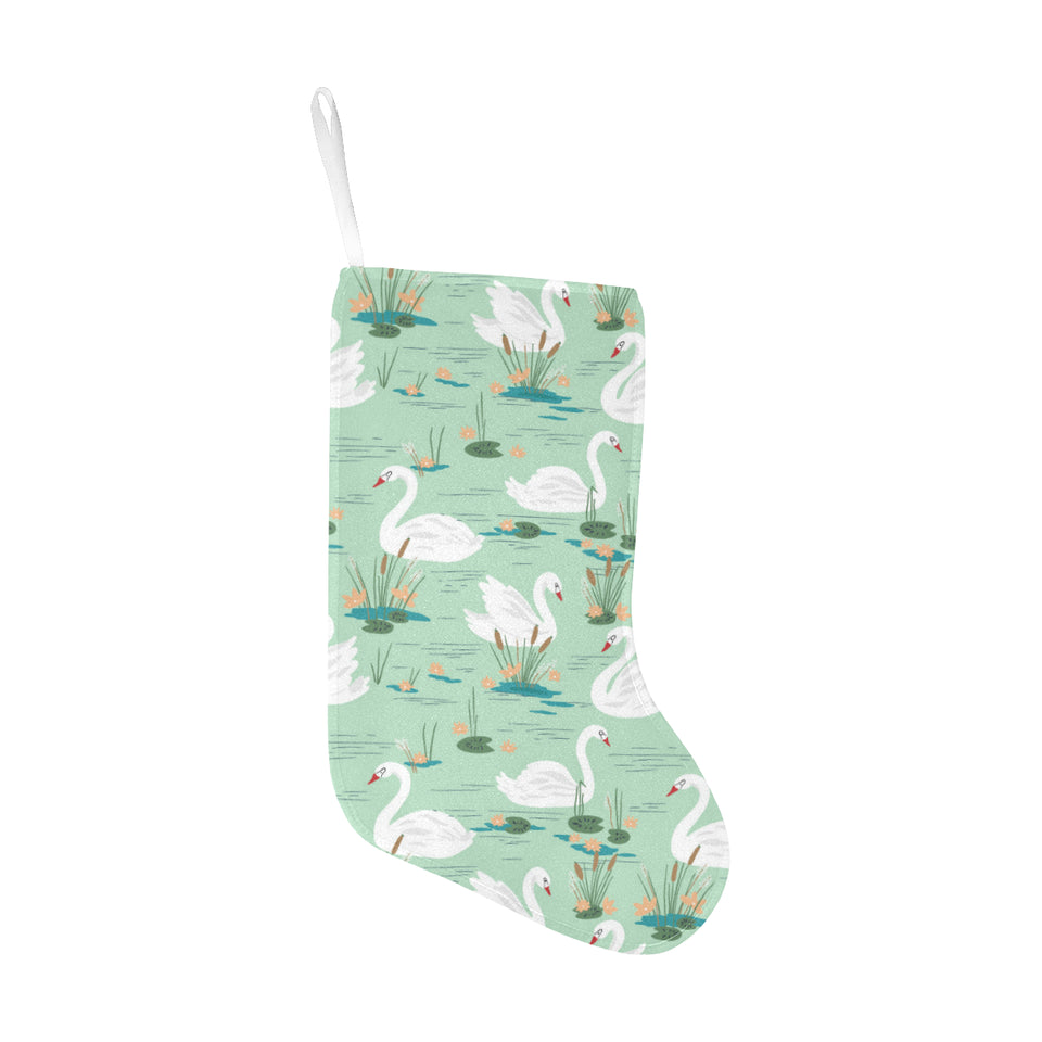 White swan lake pattern Christmas Stocking