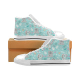 Cute koalas blue background pattern Men's High Top Canvas Shoes White