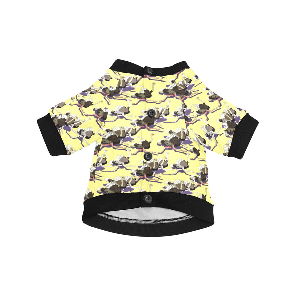 Ostrich Pattern Print Design 04 All Over Print Pet Dog Round Neck Fuzzy Shirt