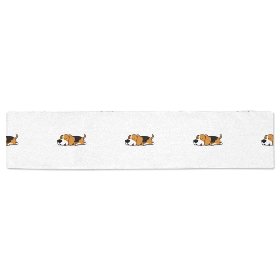 Cute beagle dog sleeping pattern Table Runner