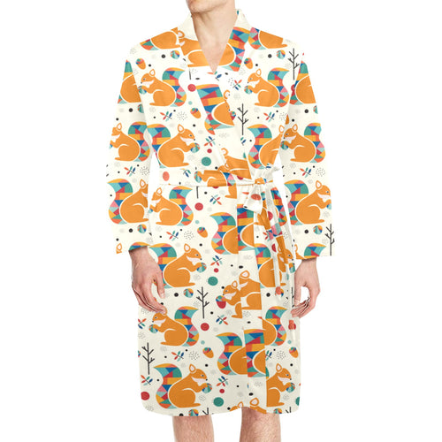 Squirrel Pattern Print Design 04 Men's Long Sleeve Belted Night Robe