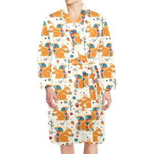Squirrel Pattern Print Design 04 Men's Long Sleeve Belted Night Robe