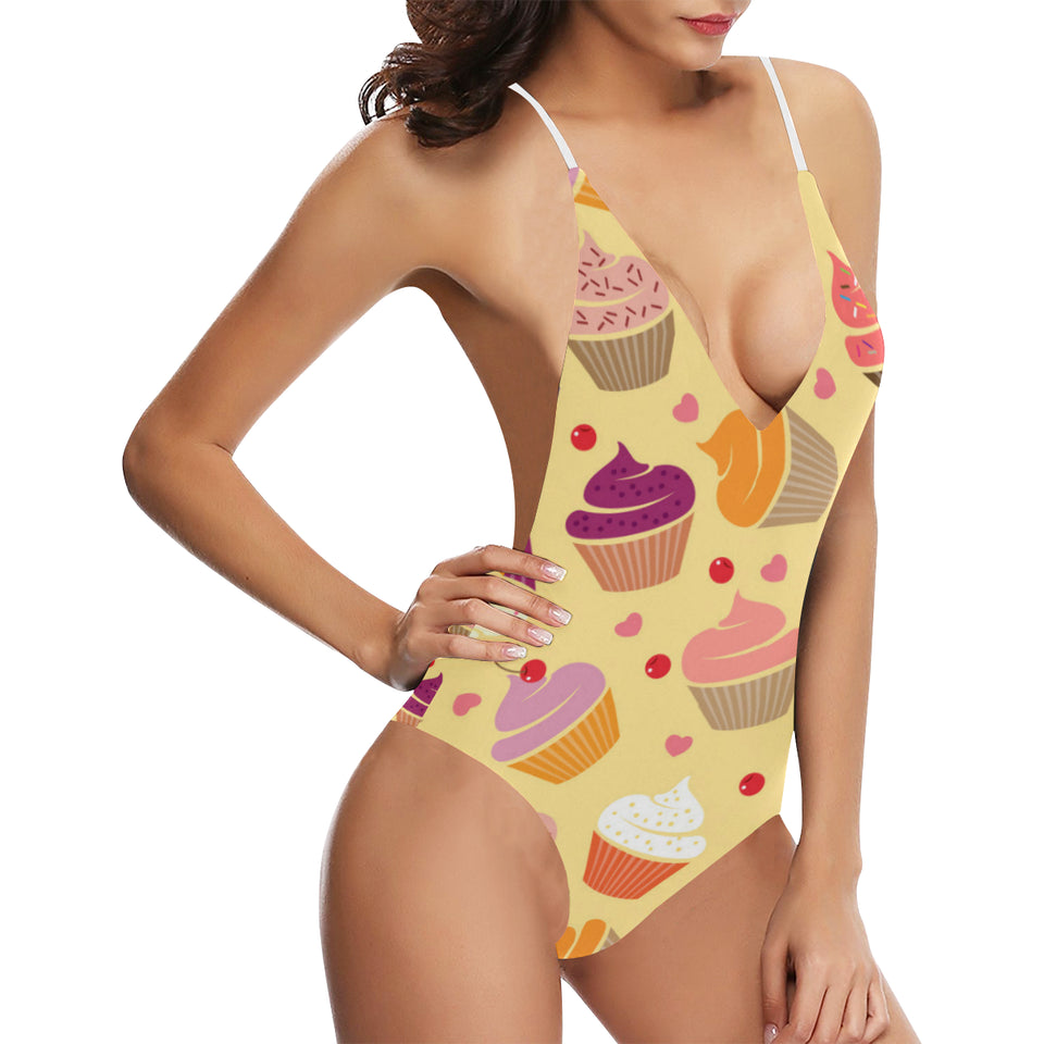 cake cupcake heart cherry pattern Women's One-Piece Swimsuit