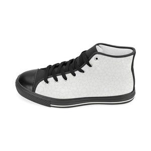 arabic white pattern Women's High Top Canvas Canvas Shoes Black