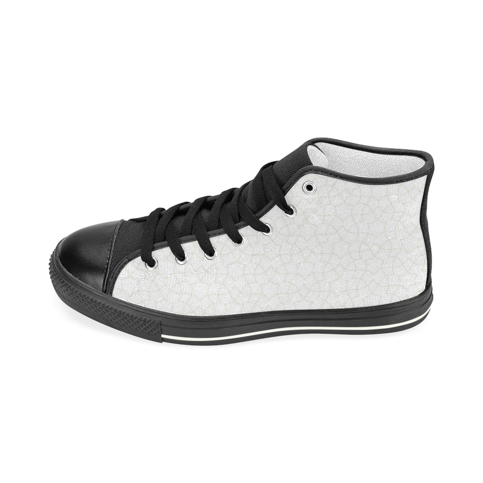 arabic white pattern Women's High Top Canvas Canvas Shoes Black