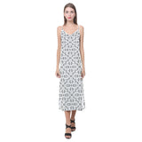 arabic gray pattern V-Neck Open Fork Long Dress
