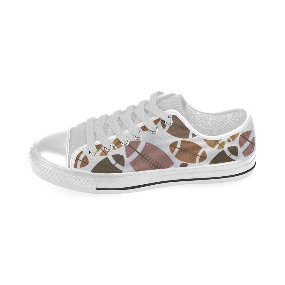 American football ball pattern Men's Low Top Shoes White