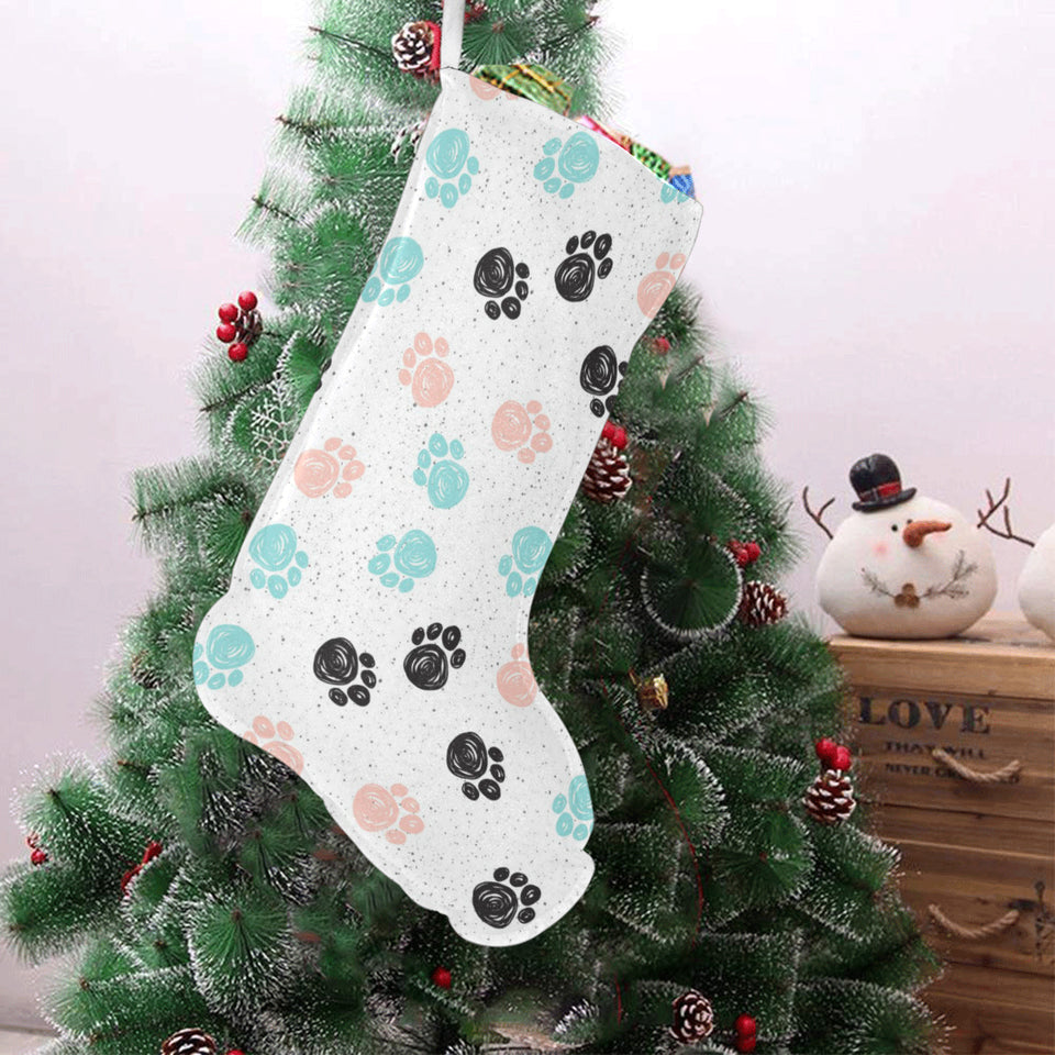 Dog Paws Pattern Print Design 04 Christmas Stocking