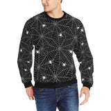Spider web design pattern Black background white c Men's Crew Neck Sweatshirt
