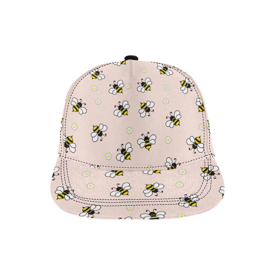 Cute bee flower pattern pink background All Over Print Snapback Cap