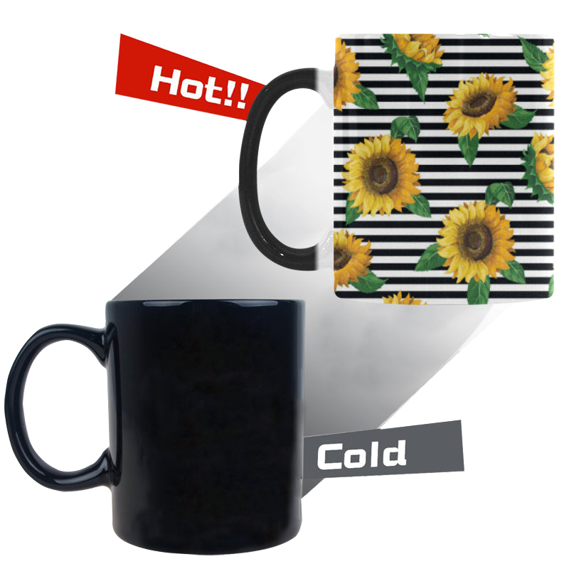 sunflowers ribbon background Morphing Mug Heat Changing Mug