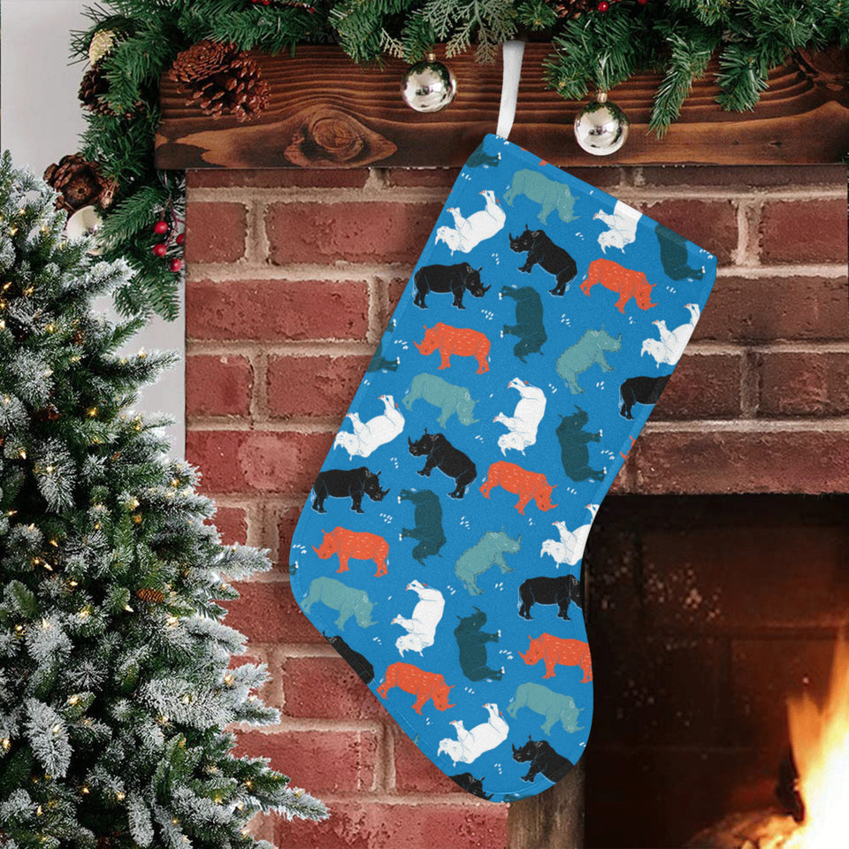 Colorful rhino pattern Christmas Stocking