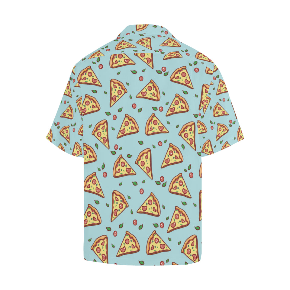Hand drawn pizza blue background Men's All Over Print Hawaiian Shirt