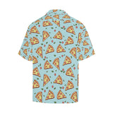 Hand drawn pizza blue background Men's All Over Print Hawaiian Shirt