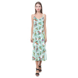 Helicopter design pattern V-Neck Open Fork Long Dress